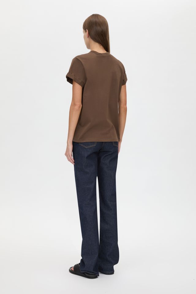 Maren Logo Roll Sleeve Tee - Chocolate