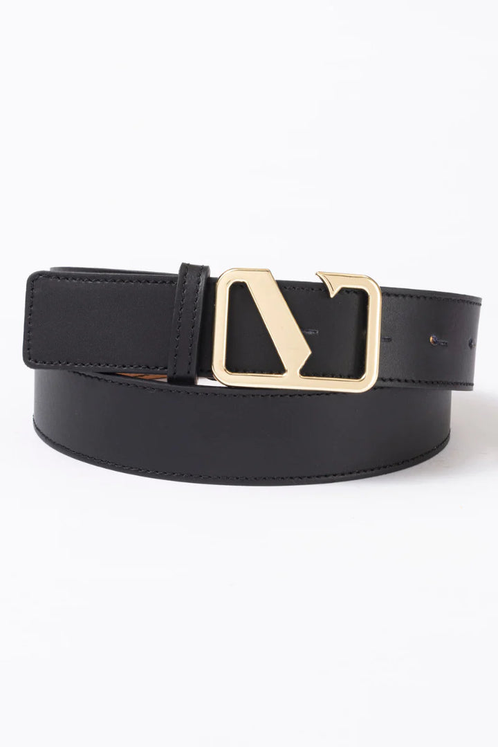 Victoria Smooth Leather Belt - Black