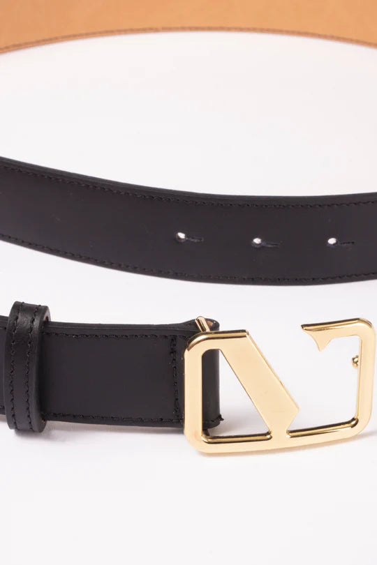 Victoria Smooth Leather Belt - Black