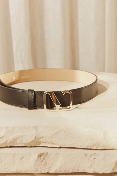 Victoria Smooth Leather Belt - Black