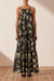 Goldie Linen Pin Tuck Sleeveless Maxi Dress - Black/Multi