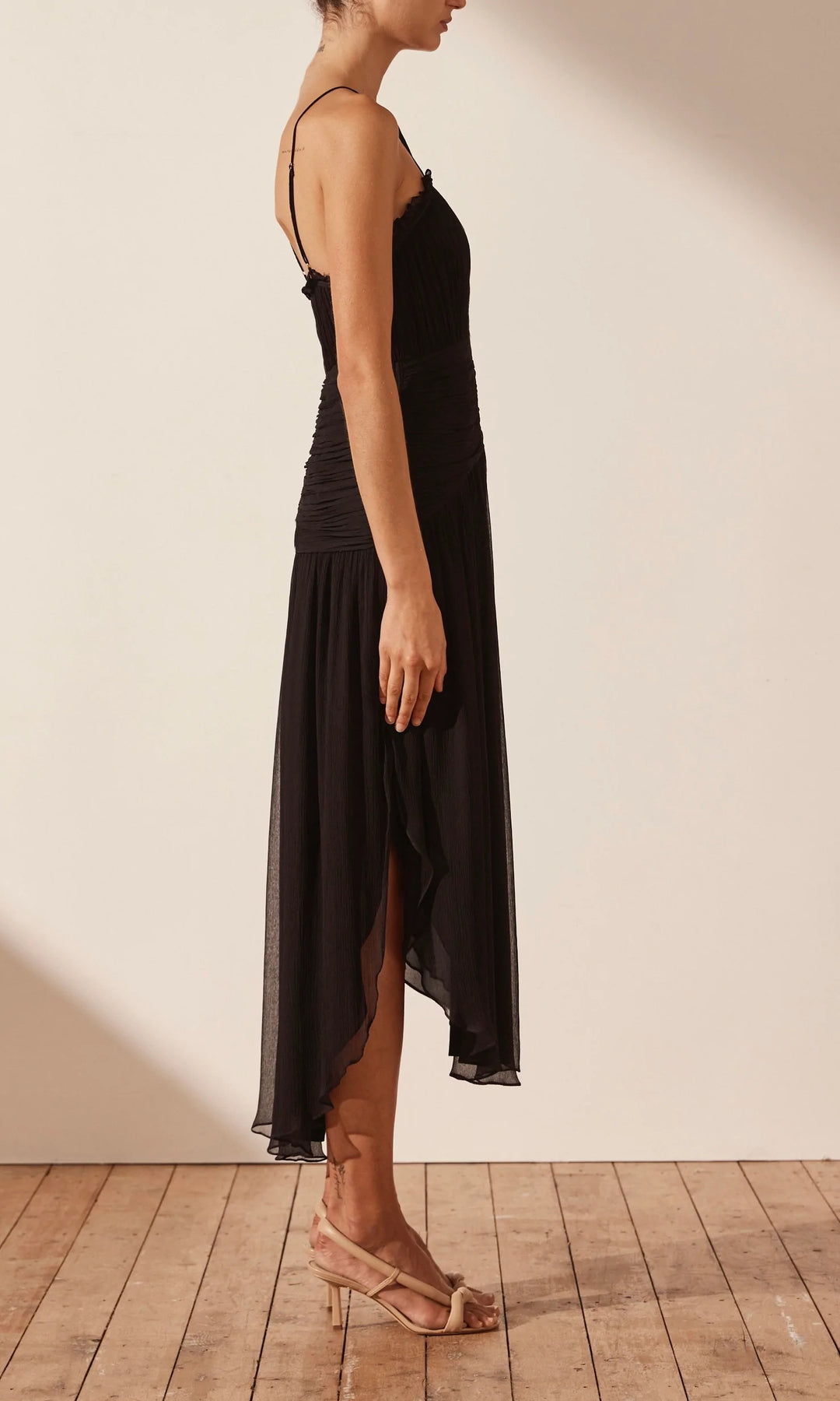 Lauren Cross Front Midi Dress - Black