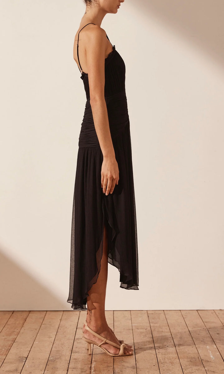 Lauren Cross Front Midi Dress - Black