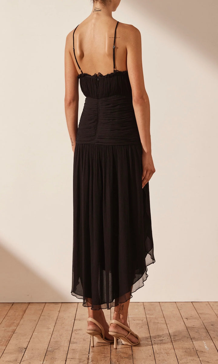 Lauren Cross Front Midi Dress - Black