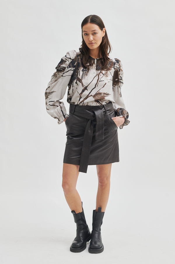 Letho Leather Skirt - Rich Brown