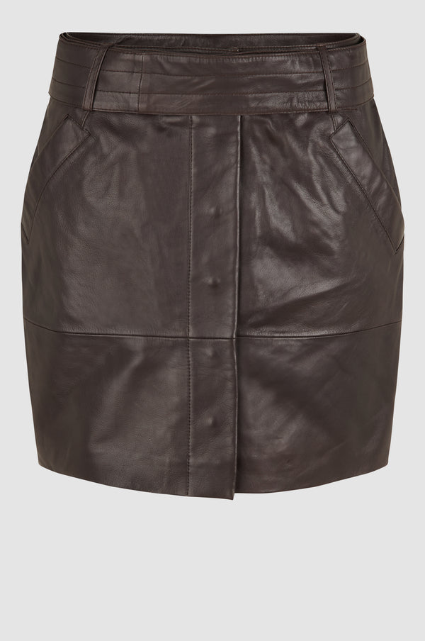 Letho Leather Skirt - Rich Brown