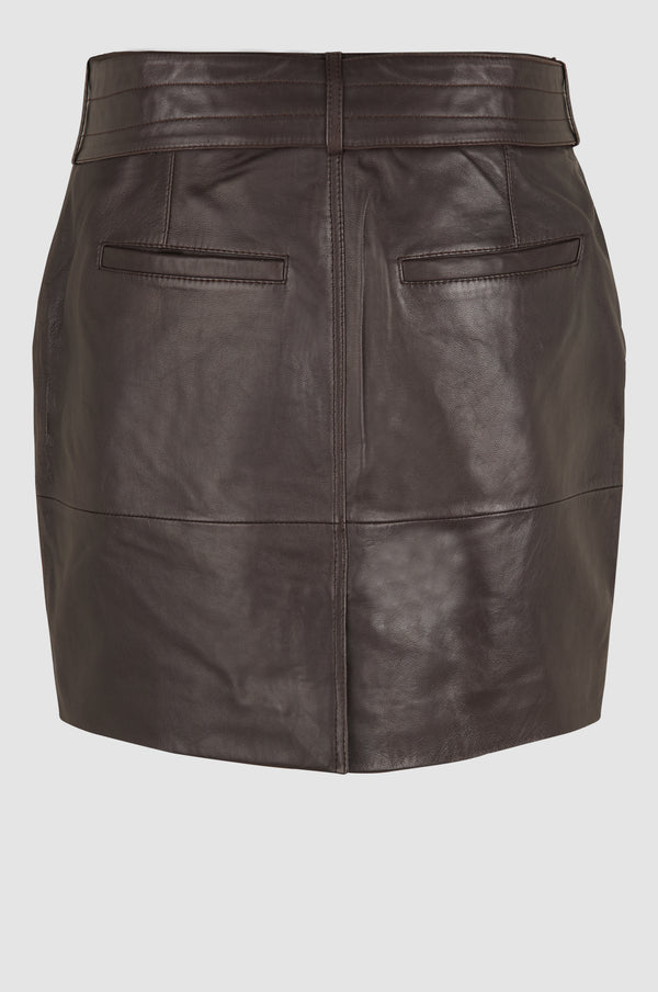Letho Leather Skirt - Rich Brown