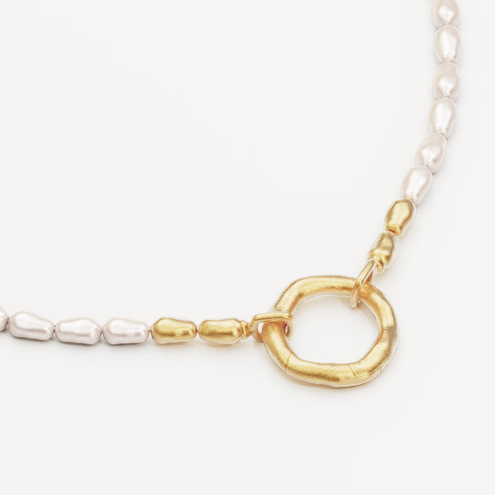 Horizon Annex Link Pearl Necklace - Gold