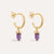 Intention of Protection Amethyst Hoops- Gold