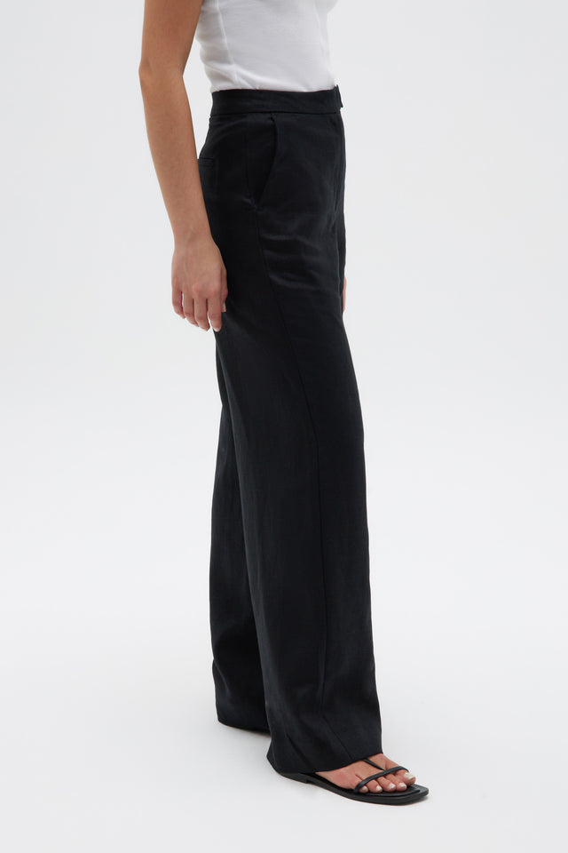 Leila Linen Pant - Black