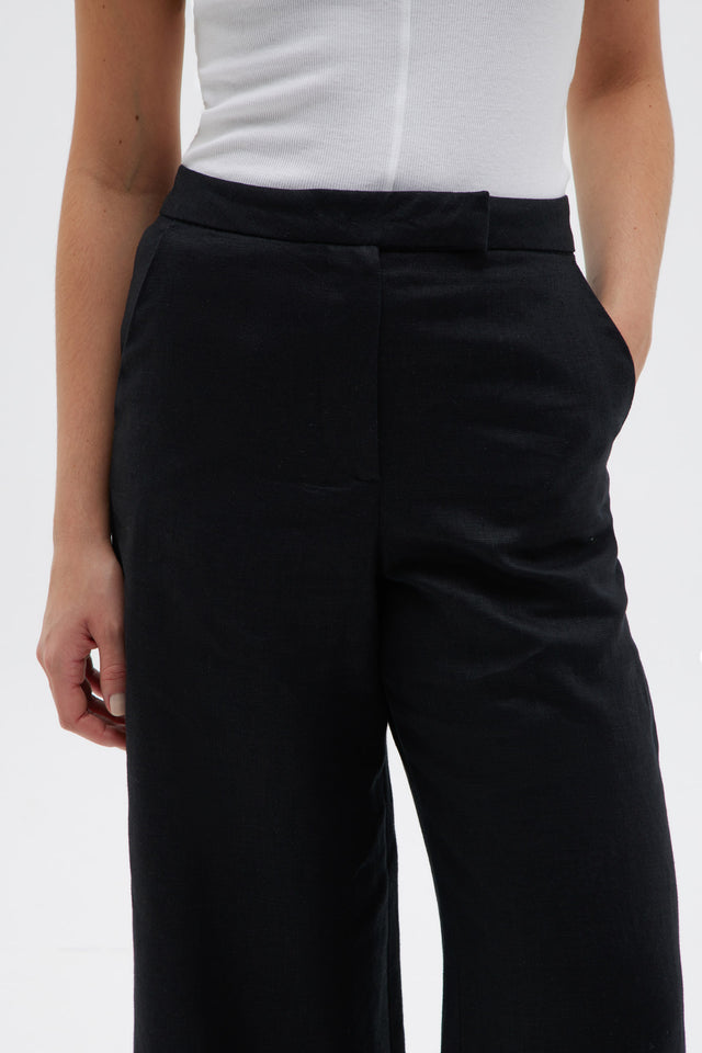 Leila Linen Pant - Black