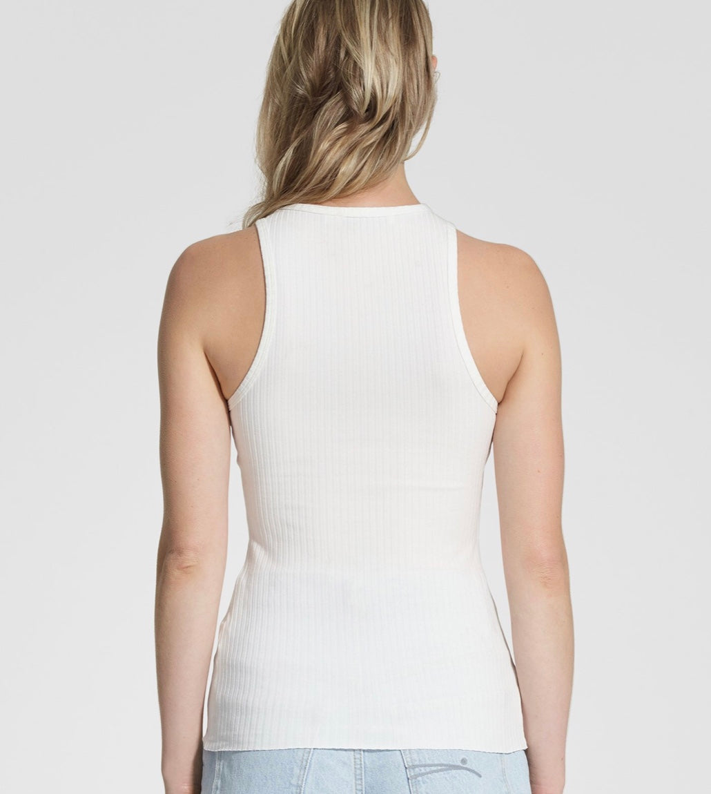 Luxe Rib Cutaway Tank - White