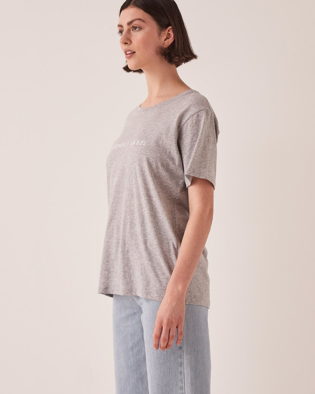 Logo Tee - Grey Marle / White