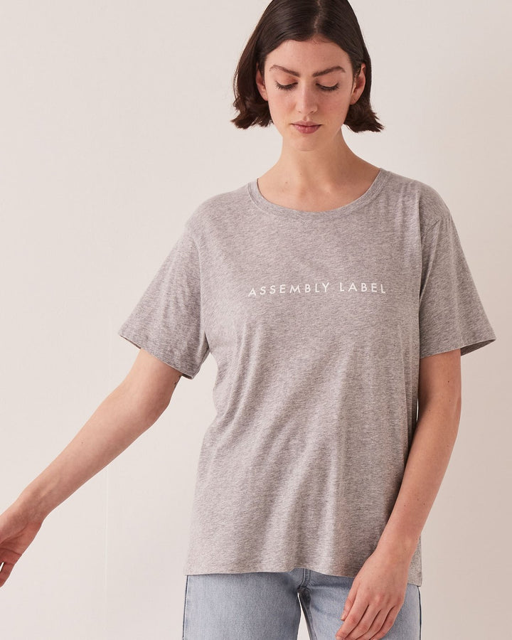 Logo Tee - Grey Marle / White
