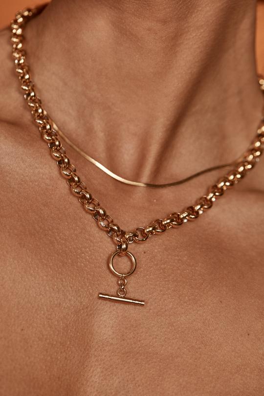 Chunky Belcher Fob Chain Necklace - Gold