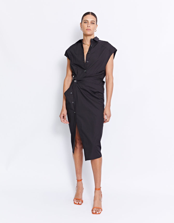 Grenada Midi Shirt Dress - Black