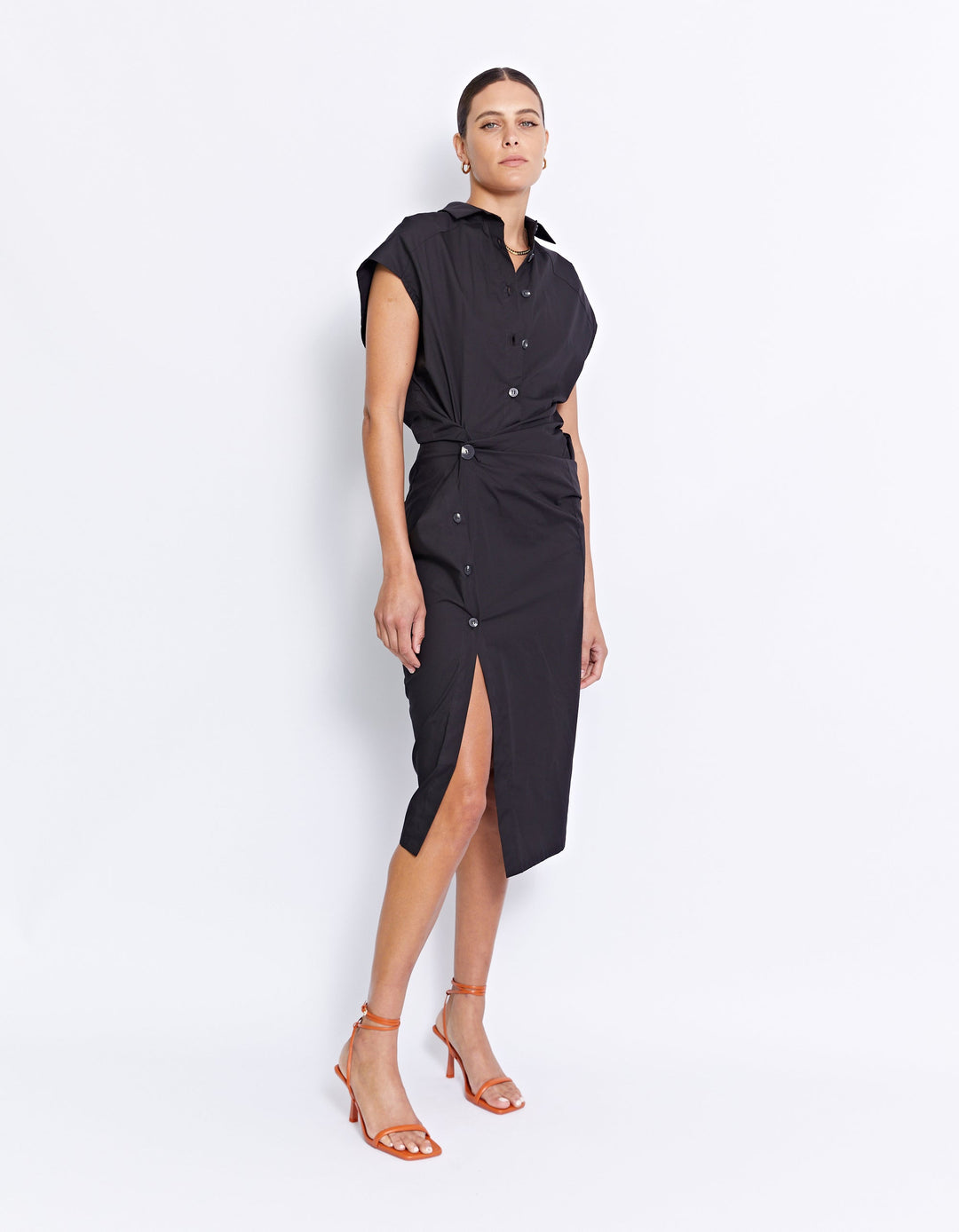 Grenada Midi Shirt Dress - Black