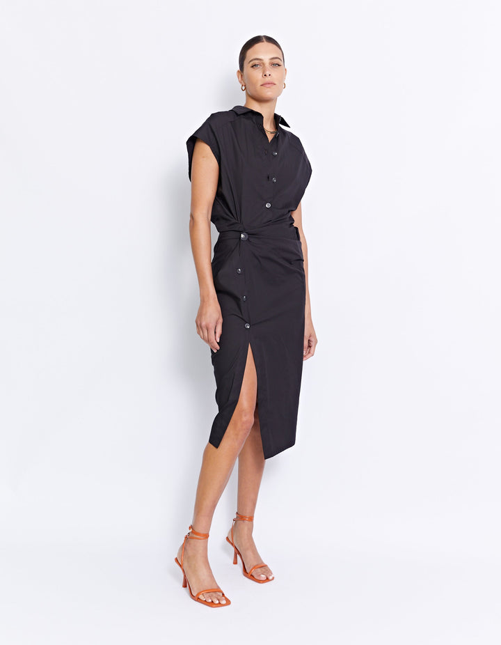 Grenada Midi Shirt Dress - Black