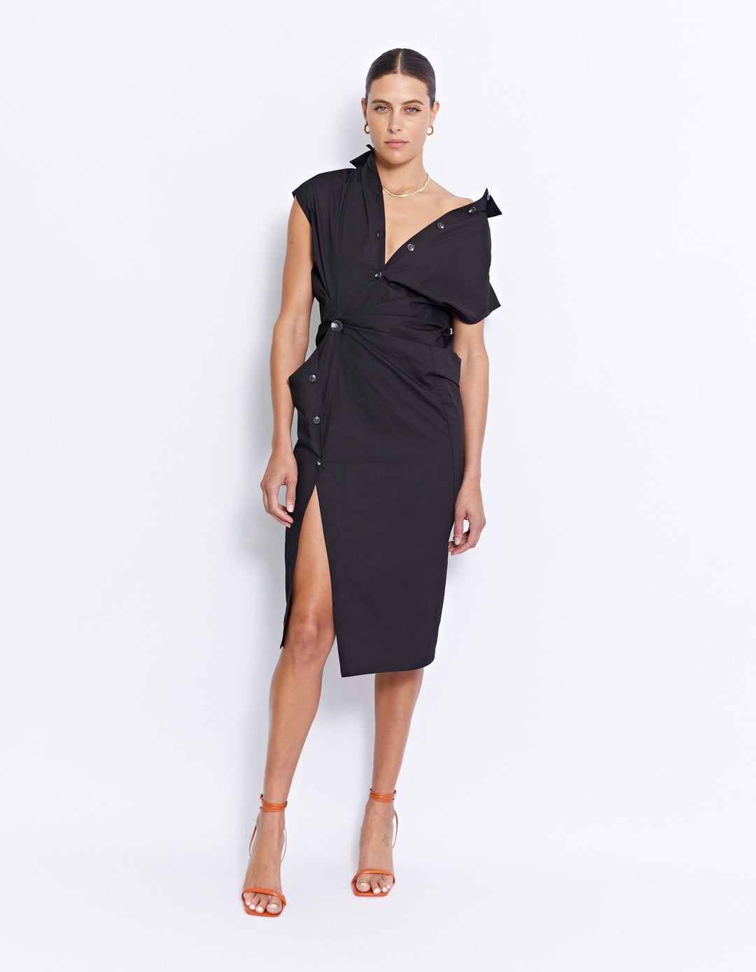 Grenada Midi Shirt Dress - Black