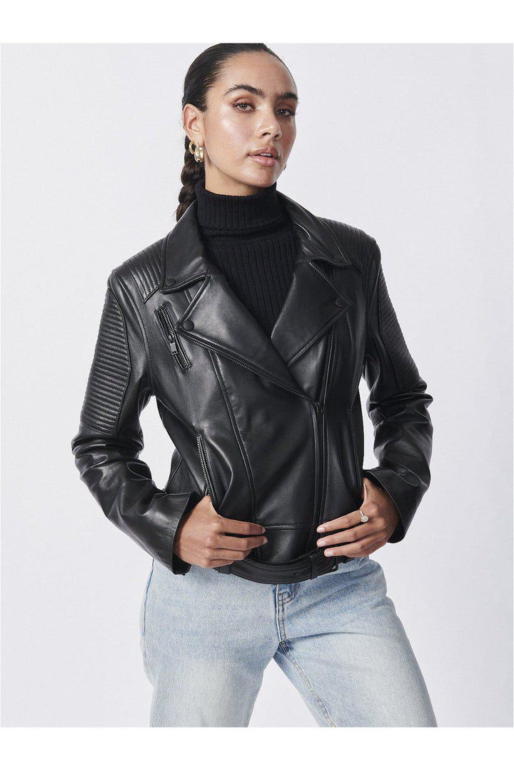 Classic Biker Jacket w/Black Hardware