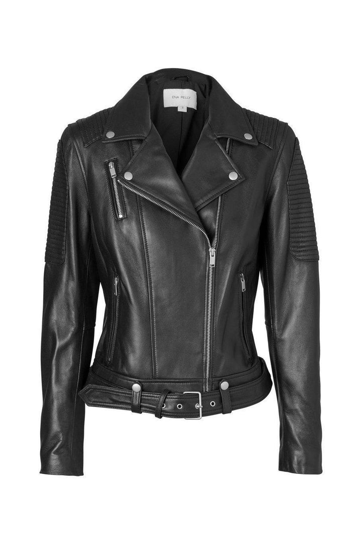 Classic Biker Jacket w/Silver Hardware
