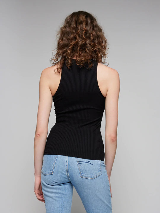 Luxe Rib Cut Away Tank - Black