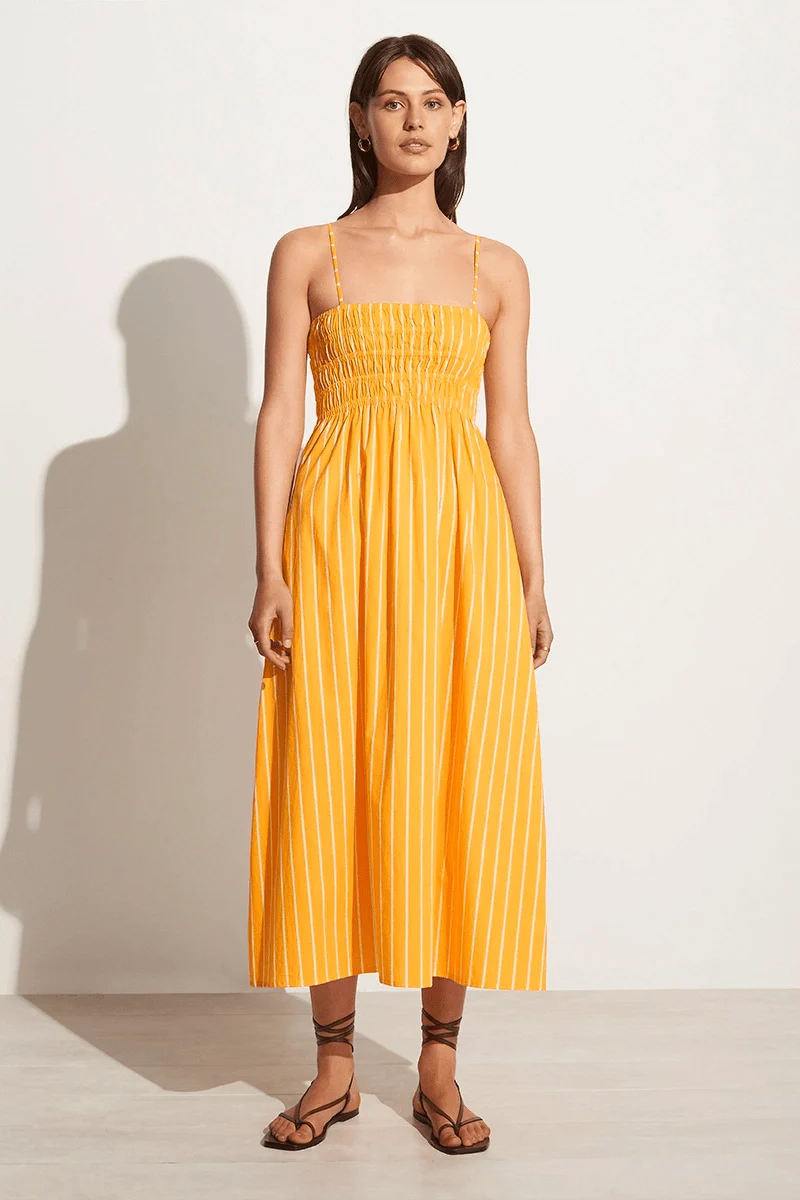 Marieka Midi Dress - Adia Stripe Citrus